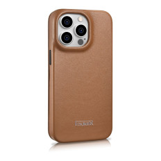 Leather case iPhone 14 Pro with magnetic flip Magsafe CE premium leather light brown