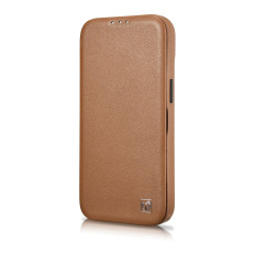 Funda de cuero iPhone 14 Pro con flip magnético Magsafe CE Premium Cuero Light Brown