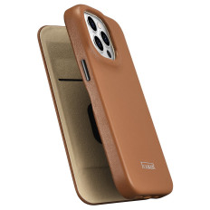 Kožené puzdro iPhone 14 Pro s magnetickým flip Magsafe CE Premium Leather Light Brown