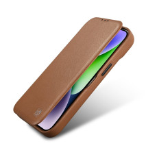 Kožené puzdro iPhone 14 Pro s magnetickým flip Magsafe CE Premium Leather Light Brown
