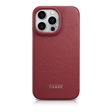 Caso de couro iPhone 14 pro com flap magnético magsafe ce premium couro borgonha