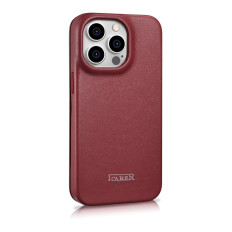 Caso de couro iPhone 14 pro com flap magnético magsafe ce premium couro borgonha