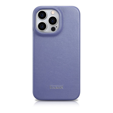Caso de couro iPhone 14 Pro com flap magnético magsafe ce premium luz de couro roxo
