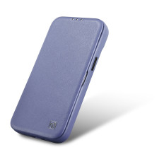 Caso de couro iPhone 14 Pro com flap magnético magsafe ce premium luz de couro roxo