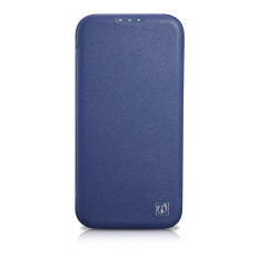 Kožené puzdro iPhone 14 Pro s magnetickou klapkou MAGSAFE CE Premium Kožené námorníctvo
