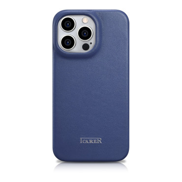 Caso de couro iPhone 14 Pro com flap magnético magsafe ce premium couro marinho