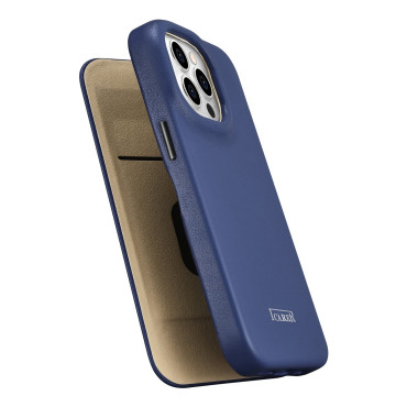 Kožené puzdro iPhone 14 Pro s magnetickou klapkou MAGSAFE CE Premium Kožené námorníctvo