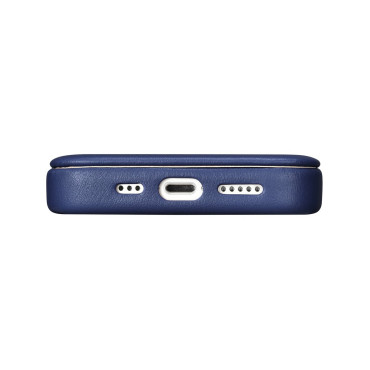 Kožené puzdro iPhone 14 Pro s magnetickou klapkou MAGSAFE CE Premium Kožené námorníctvo