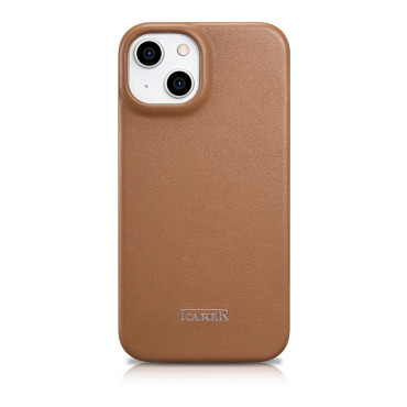 Lærveske iPhone 14 Plus med magnetiske klaffer Magsafe CE Premium Leather Light Bronze