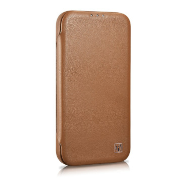 Lærveske iPhone 14 Plus med magnetiske klaffer Magsafe CE Premium Leather Light Bronze