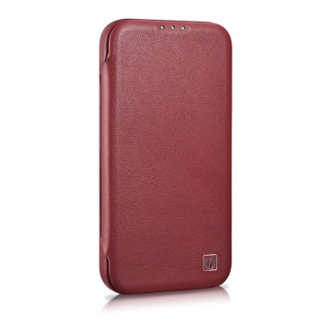 Ledertasche iPhone 14 Plus mit Magnetklappen Magssafe CE Premium Leder Burgund