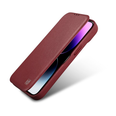 Ledertasche iPhone 14 Plus mit Magnetklappen Magssafe CE Premium Leder Burgund