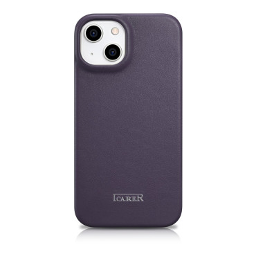 Kožené iPhone 14 Puzdro s Magsafe CE Premium Kožené kožené fialové