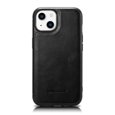 Primer, prekrit z naravno kožo za iPhone 14 Usnje Oljna voska Black