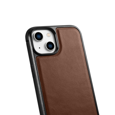 Lieta, kas pārklāta ar dabisko ādu iPhone 14 ādas eļļas vasks tumši brūns