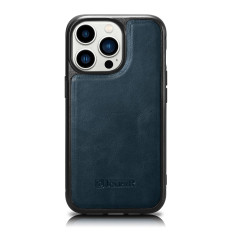 Case covered with natural skin for iPhone 14 Pro Leather Oil Wax Navy