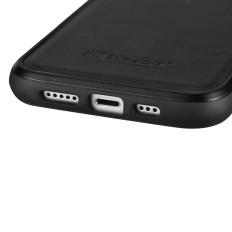 Prípad pokrytý prírodnou kožou pre iPhone 14 plus kožený olejový vosk čierny