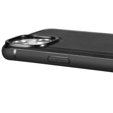 Sag dækket med naturlig hud til iPhone 14 plus læderolievoks sort