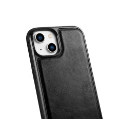 Sag dækket med naturlig hud til iPhone 14 plus læderolievoks sort