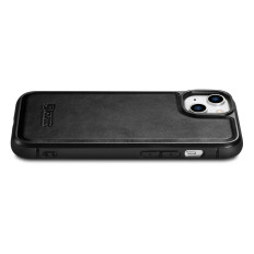 Prípad pokrytý prírodnou kožou pre iPhone 14 plus kožený olejový vosk čierny