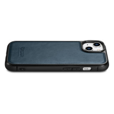 Prípad pokrytý prírodnou kožou do iPhone 14 plus kožené oleja vosk námorníctvo