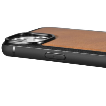 Caso coberto com a pele natural para o iPhone 14 mais o óleo de óleo de couro bronze brilhante