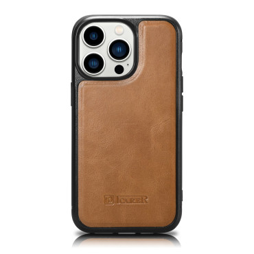 Case bedekt met natuurlijke huid voor iphone 14 pro max lederen olie wax bruin bruin