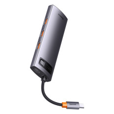 8in1 HUB-adapter Starjoy USB-C voor USB-C PD 3X USB-A HDMI RJ-45 SD TF GRIJS