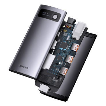 8in1 hubadapter Starjoy USB-C for USB-C PD 3X USB-A HDMI RJ-45 SD TF Grå