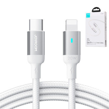 Kábel USB-C kábel - blesk s LED ukazovateľom 20W A10 Séria 1,2 m Biela