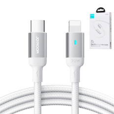 Kabeļu USB-C kabelis - zibens ar LED rādītāju 20W A10 sērija 1,2 m balts