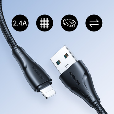 Cabo de cabo para iPhone USB - Lightning 2.4a Série SUPPASS 1.2 M Preto