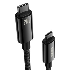 Kabel Wolfram Gold USB-C 480MB / s 240W 2m černý kabel