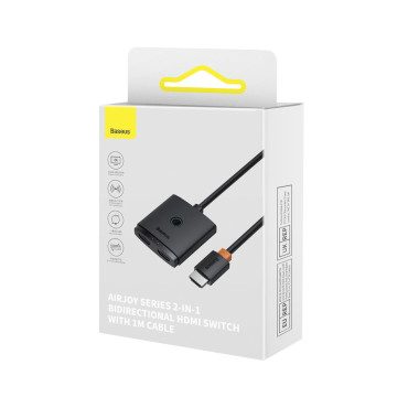 2In1 Adapter HDMI-distributör 4K 60Hz Tvåvägs AirJoy 1M Svart