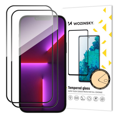 Set 2x tempered glass for the entire screen with a frame for iPhone 15 Pro Max black