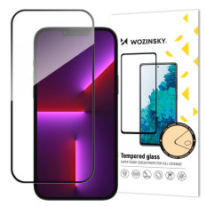 Härdat glas på hela skärmen med en ram för iPhone 15 PRO Black