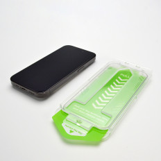 Verre trempé 9H avec cadre de montage pour iPhone 13 Pro Premium Verre Noir