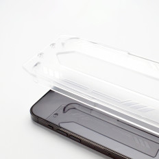 Verre trempé 9H avec cadre de montage pour iPhone 13 Pro Premium Verre Noir