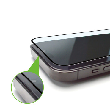 Verre trempé 9H avec cadre de montage pour iPhone 13 Pro Premium Verre Noir
