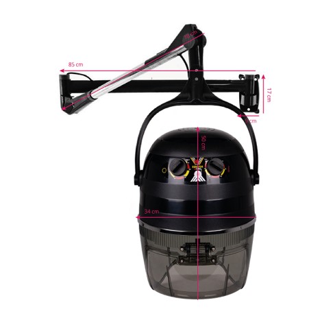 GABBIANO HANGING DRYER 1600A ONE SPEED BLACK — front view