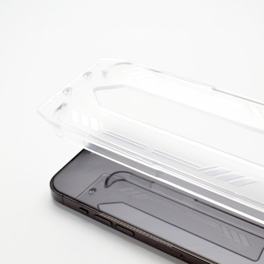 Tempered glass 9H with mounting frame for iPhone 15 Pro Max Premium Glass Black