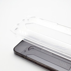 Tempered glass 9H with mounting frame for iPhone 15 Pro Max Premium Glass Black