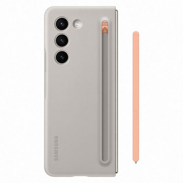 2in1 Silikonbeutel für Galaxie mit Falten 5 + Slim Case Beige