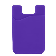 Funda de bolsillo autoadhesiva para tarjetas de crédito en la parte posterior del teléfono. Púrpura de silicona