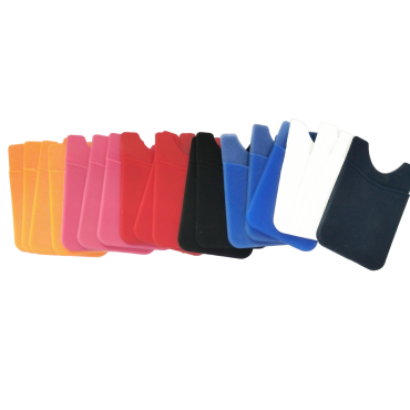 Caso de bolso auto-adesivo para cartões de crédito na parte de trás do telefone. Roxo de silicone