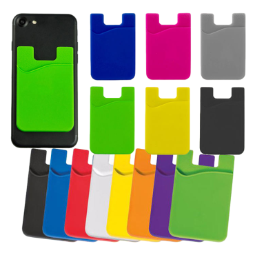 Custodia tascabile autoadesiva per carte di credito sul retro del telefono. Bianco in silicone