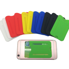 Custodia tascabile autoadesiva per carte di credito sul retro del telefono. Bianco in silicone
