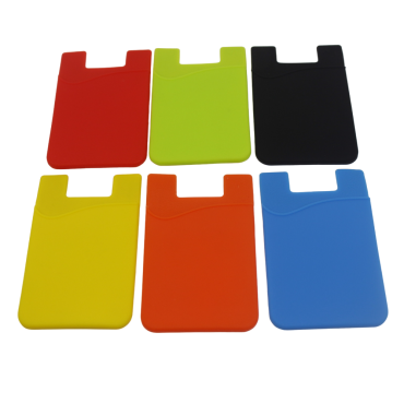 Custodia tascabile autoadesiva per carte di credito sul retro del telefono. Bianco in silicone