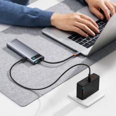 11W1 HUB USB-C Adapter för USB-C PD 4X USB HDMI VGA AUX RJ45 SD TF GRAY