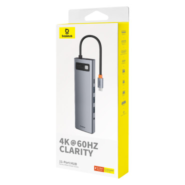 11W1 HUB USB-C Adapter för USB-C PD 4X USB HDMI VGA AUX RJ45 SD TF GRAY